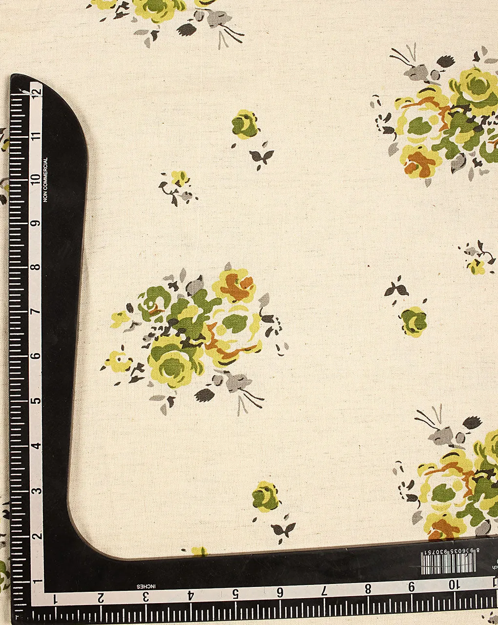 ( Pre Cut 85 CM ) Floral Screen Print Flex Cotton Fabric