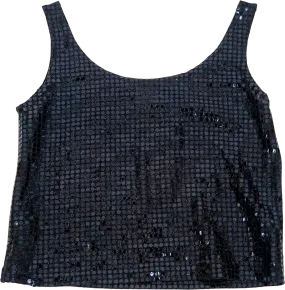 00's Black Sequin Tank Top by Sostanza