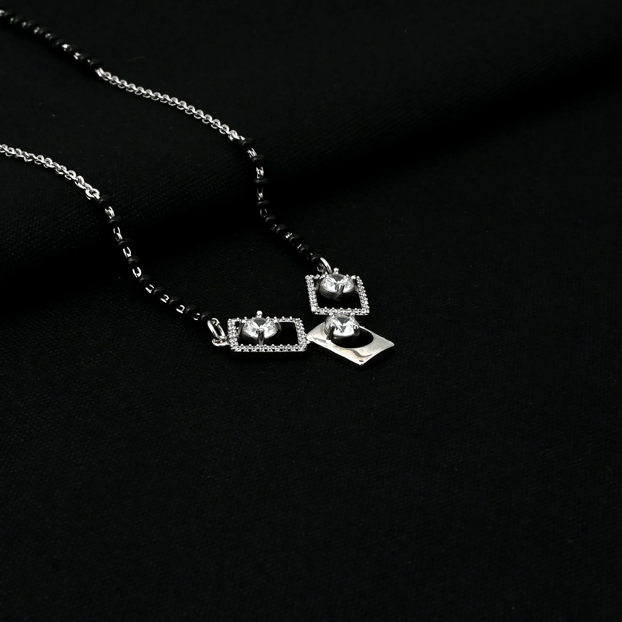 A Unique Silver Mangalsutra with Distinctive Design Elements