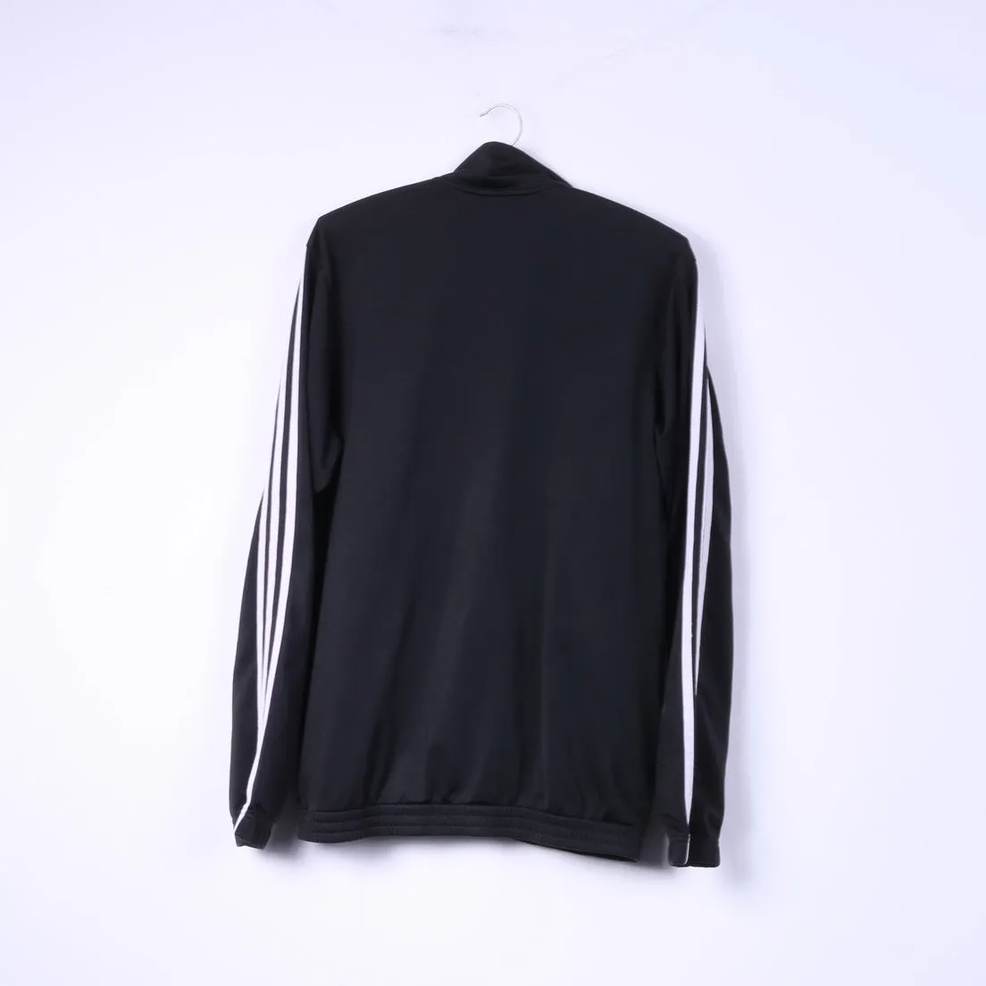 Adidas Mens M Sweatshirt Full Zipper Black Sportswear Shiny Track Top