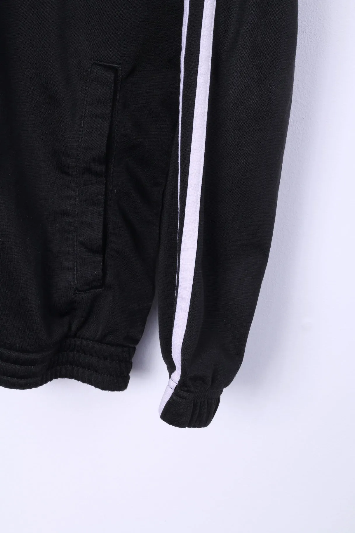 Adidas Mens M Sweatshirt Full Zipper Black Sportswear Shiny Track Top