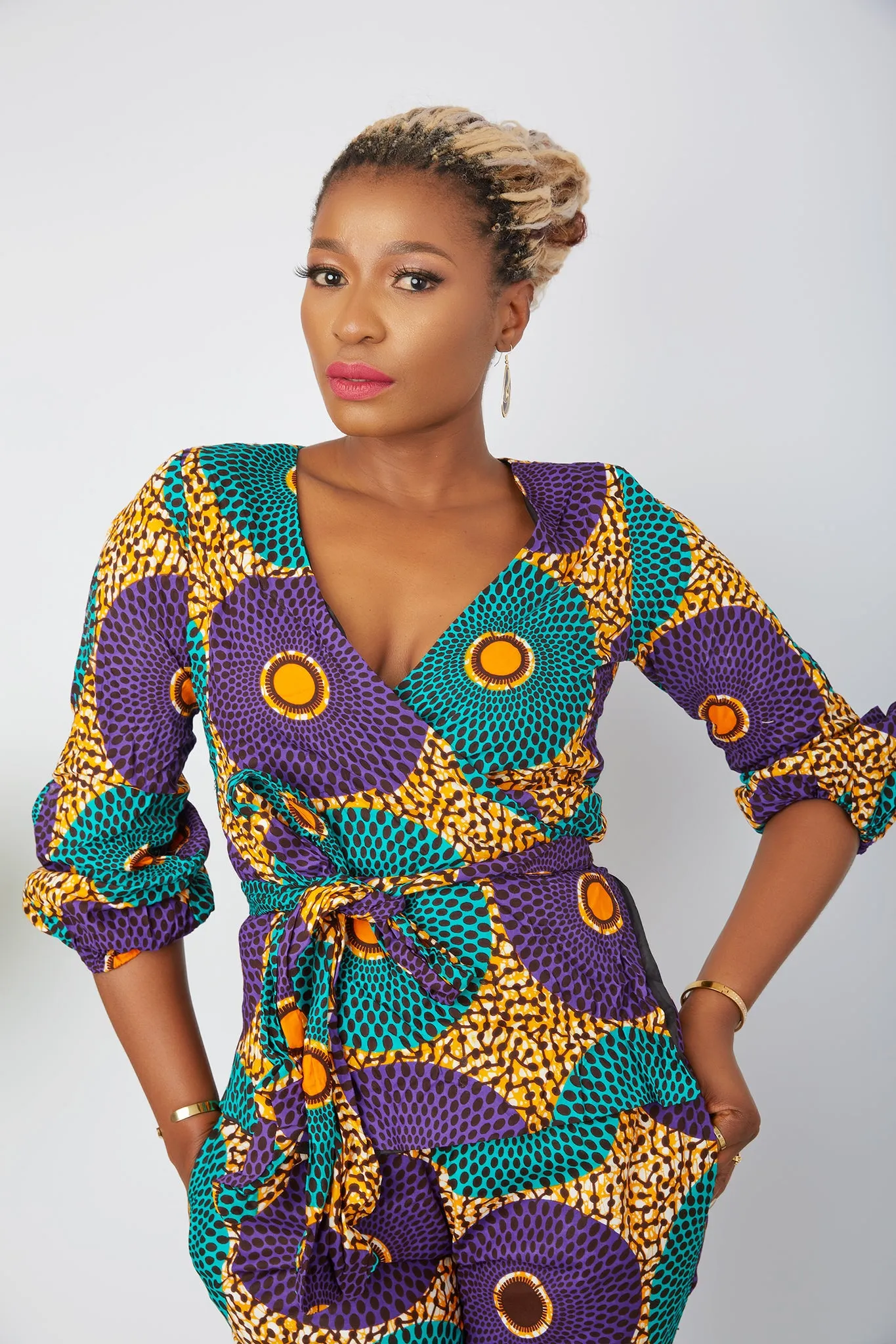 African Print  Wrap Top and Trouser Set