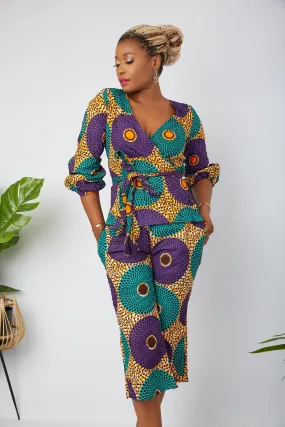 African Print  Wrap Top and Trouser Set