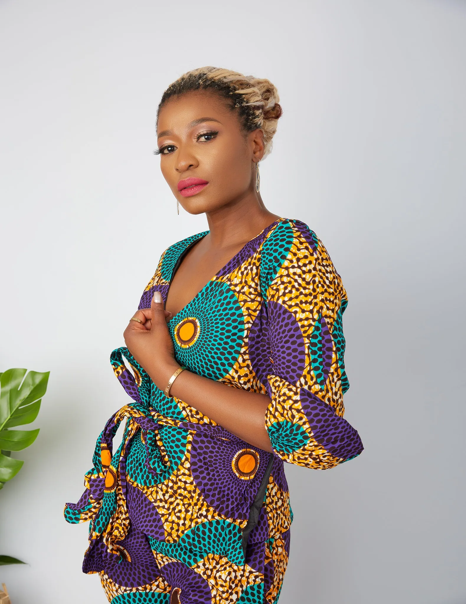 African Print  Wrap Top and Trouser Set