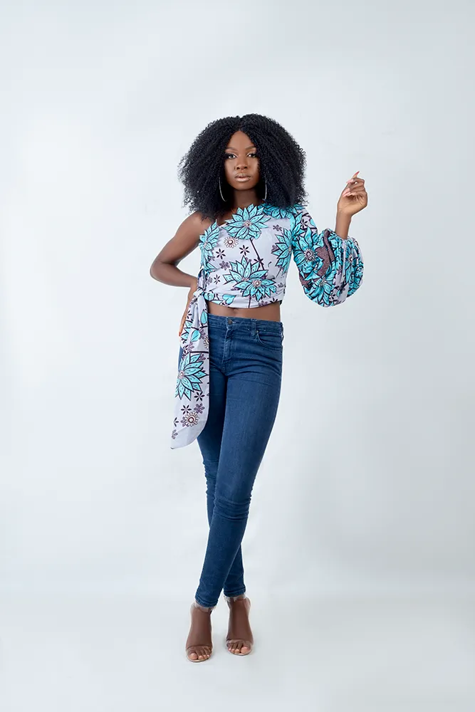 AFRICAN PRINT YEMISI SINGLE SLEEVE TOP