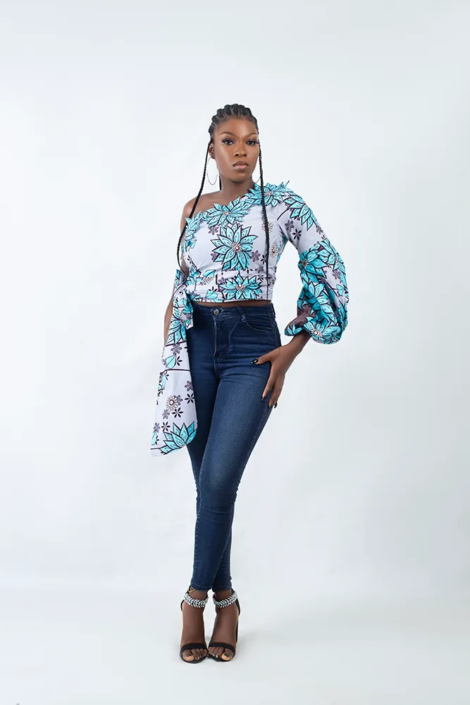 AFRICAN PRINT YEMISI SINGLE SLEEVE TOP