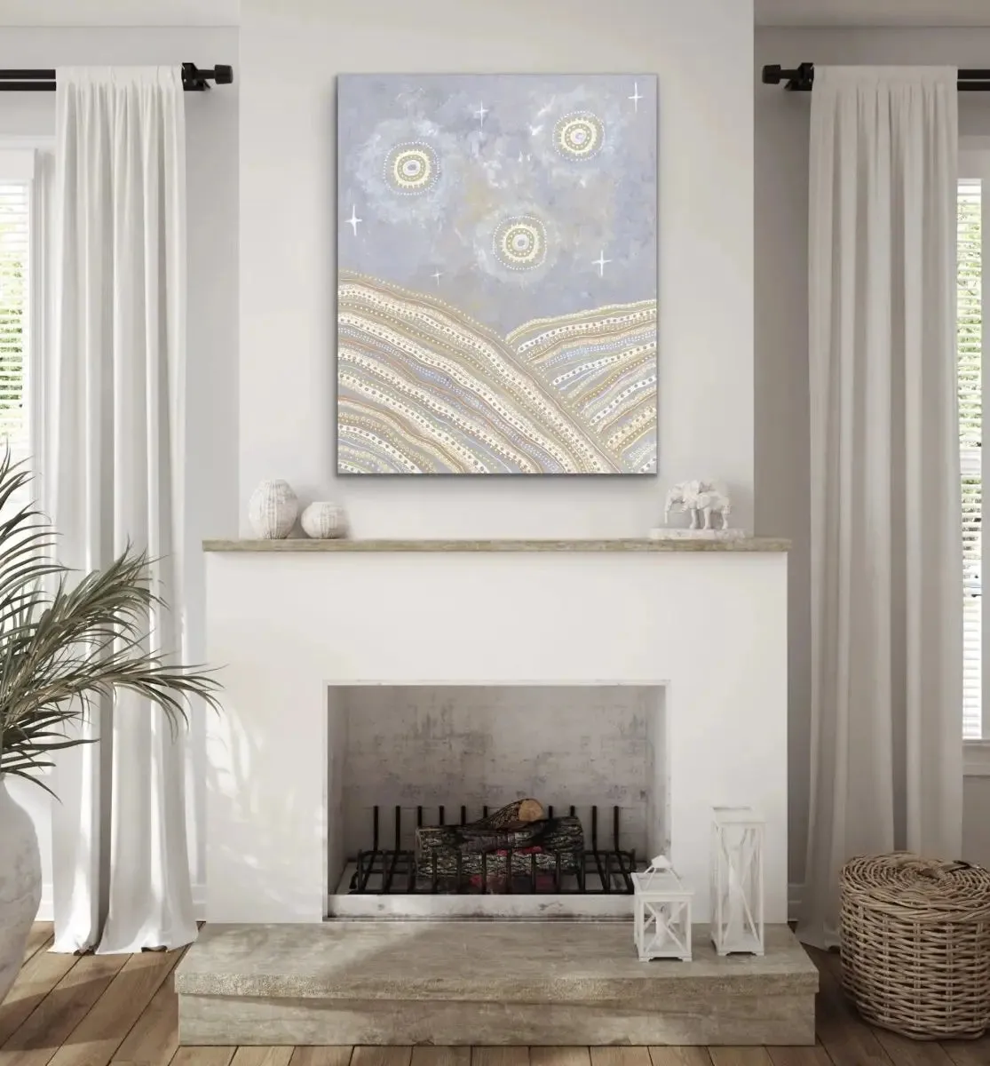 After The Storms -  Aboriginal Art Print by Holly Stowers - Canvas or Fine Art Print - Dot Painting