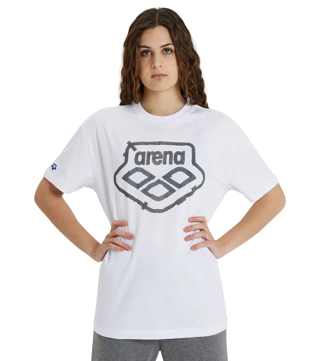 Arena Unisex Logo Tee White/Sticker Logo