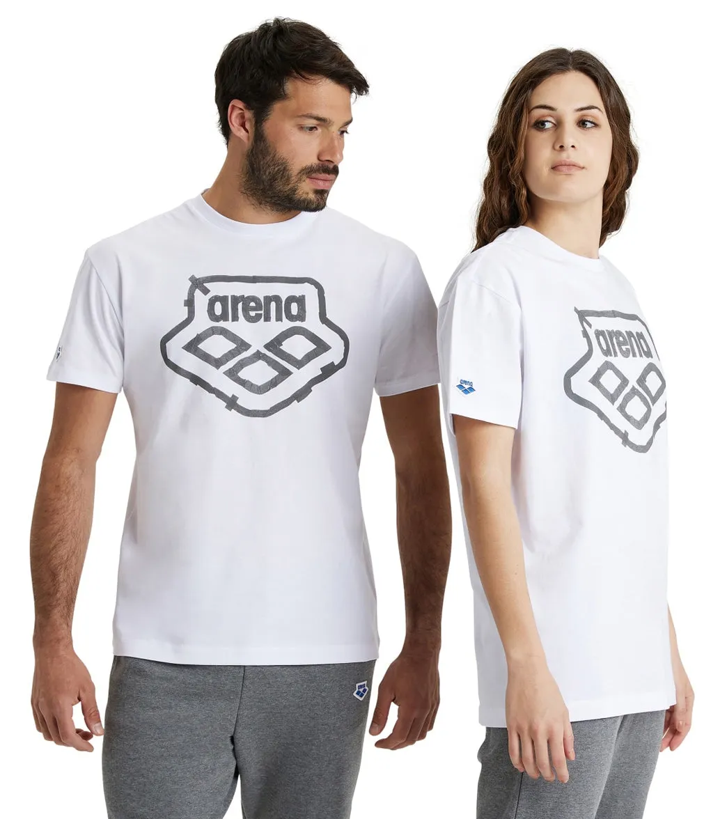 Arena Unisex Logo Tee White/Sticker Logo