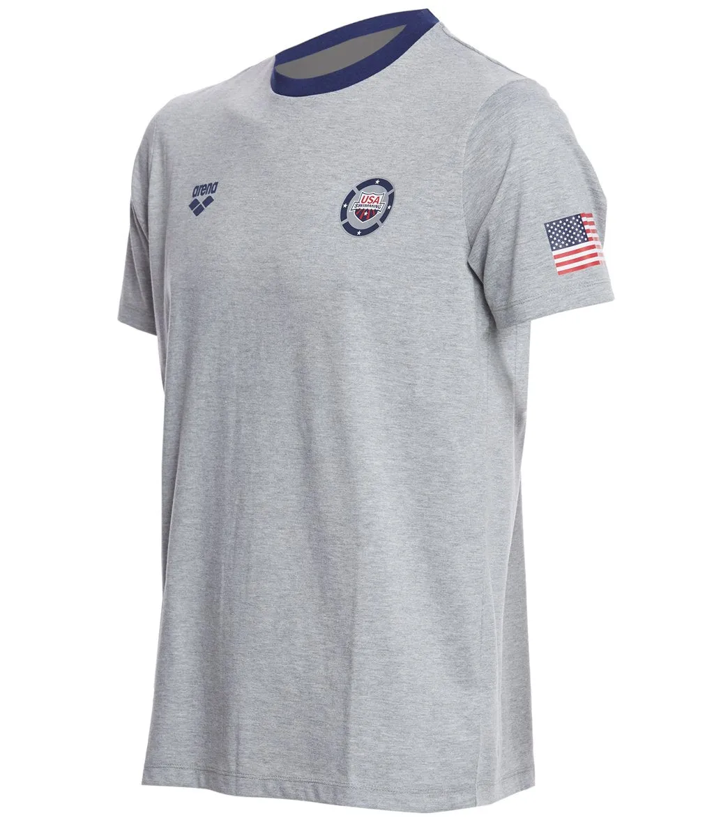 Arena Unisex USA Swimming Tee Medium Grey Melange/Navy