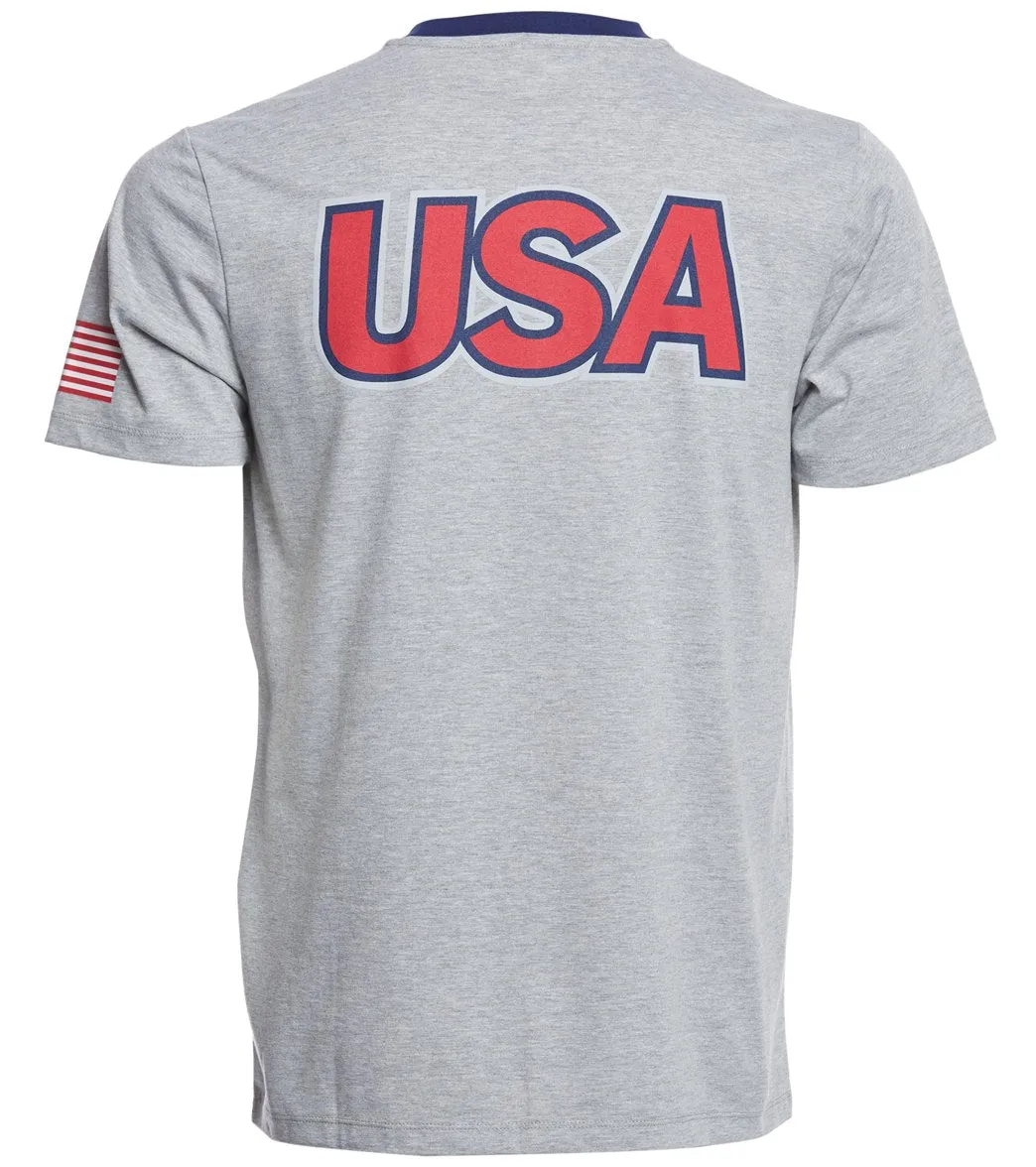Arena Unisex USA Swimming Tee Medium Grey Melange/Navy