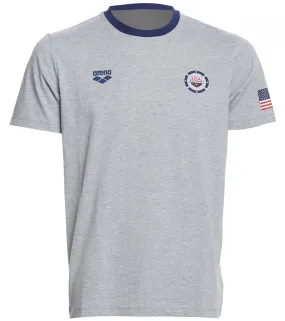 Arena Unisex USA Swimming Tee Medium Grey Melange/Navy