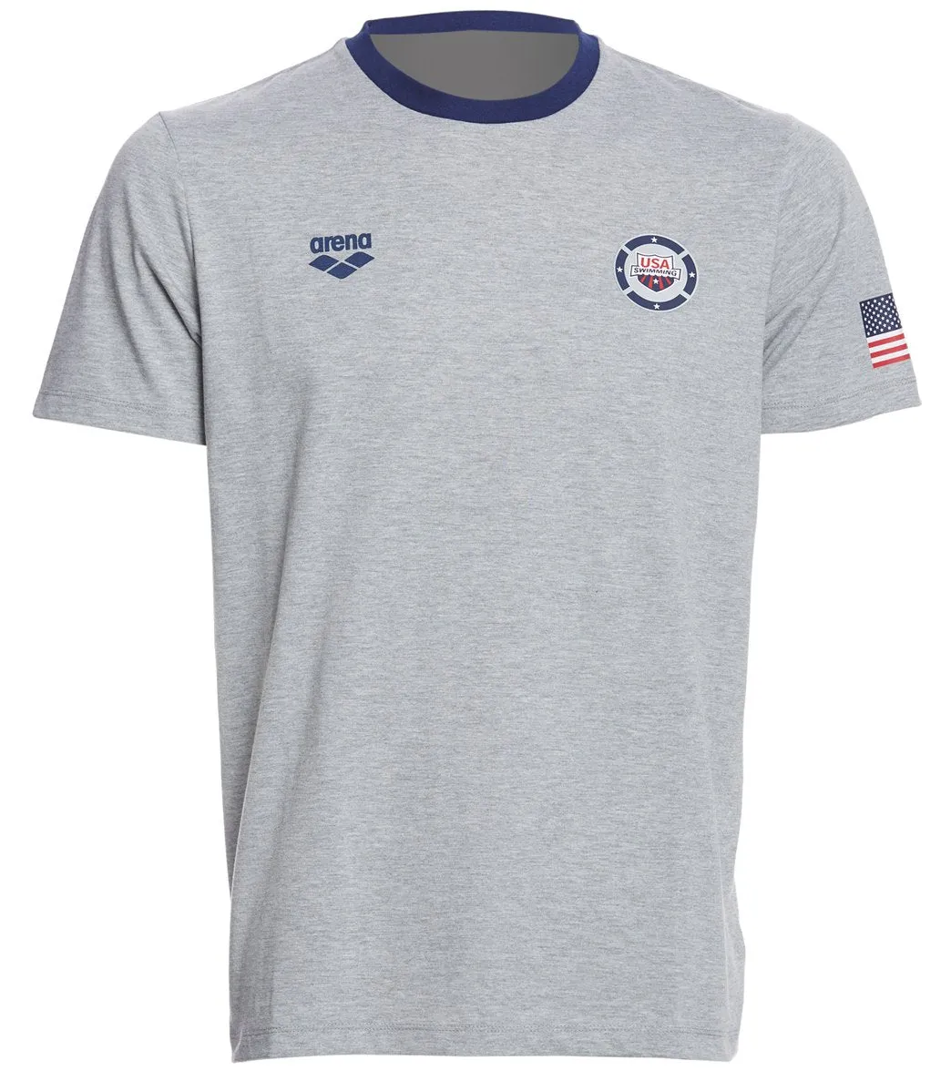 Arena Unisex USA Swimming Tee Medium Grey Melange/Navy
