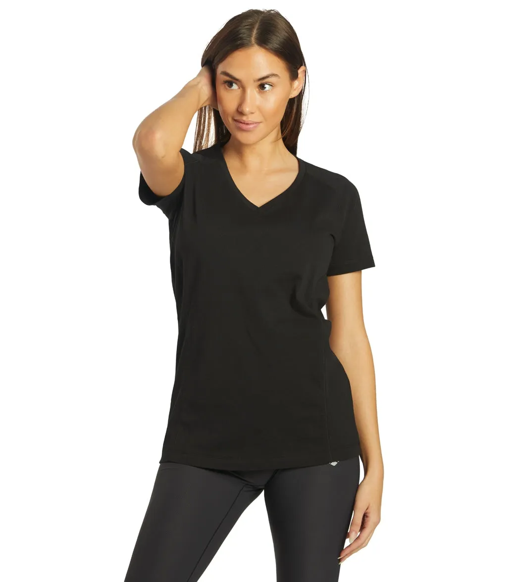 Arena Women's Team Line Short Sleeve V Neck T Shirt Black No Logo