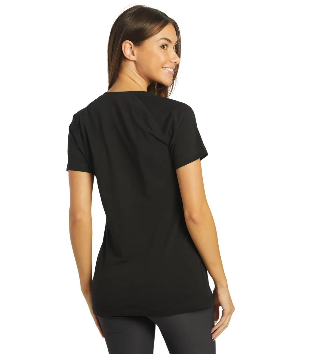 Arena Women's Team Line Short Sleeve V Neck T Shirt Black No Logo