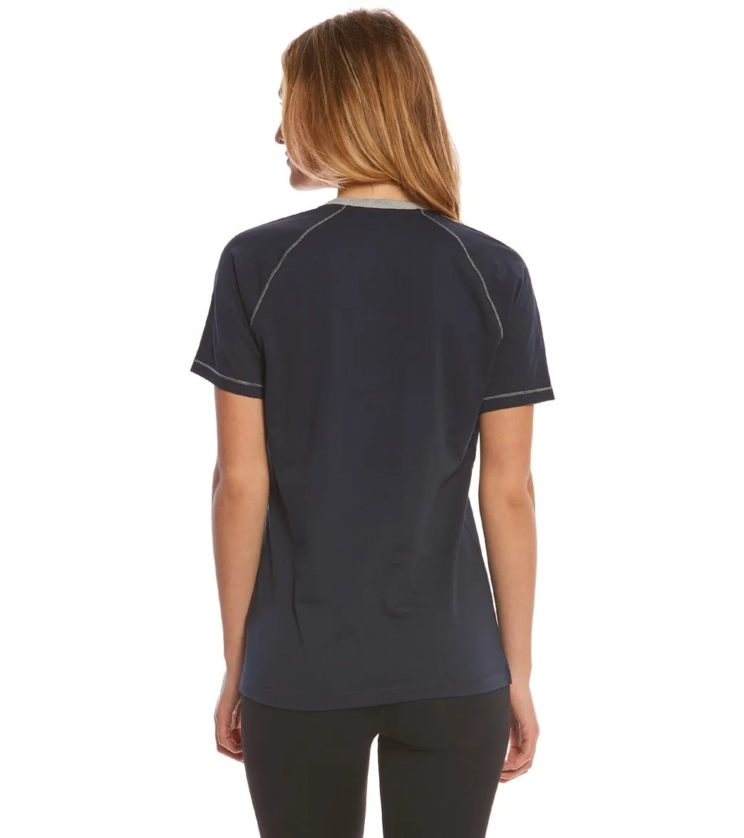 Arena Women's Team Line Short Sleeve V Neck T Shirt Navy