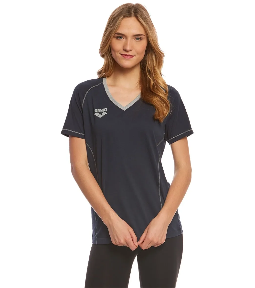 Arena Women's Team Line Short Sleeve V Neck T Shirt Navy