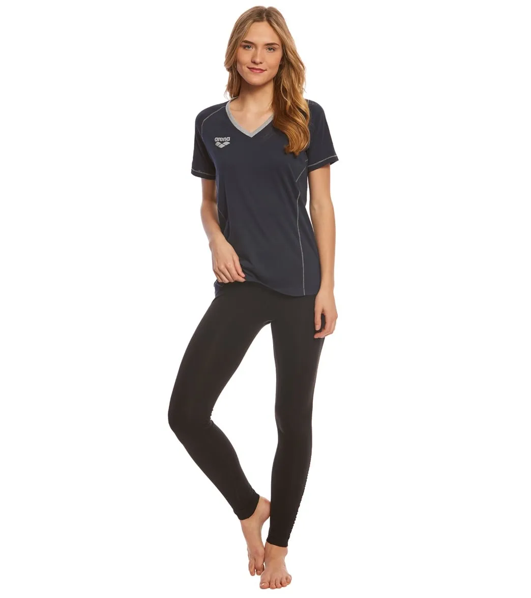 Arena Women's Team Line Short Sleeve V Neck T Shirt Navy