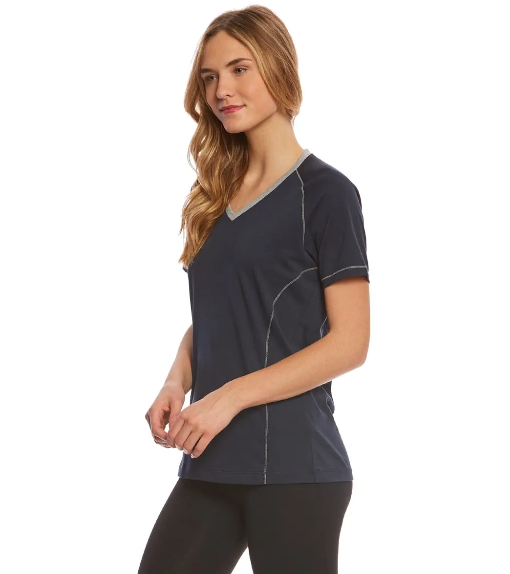 Arena Women's Team Line Short Sleeve V Neck T Shirt Navy