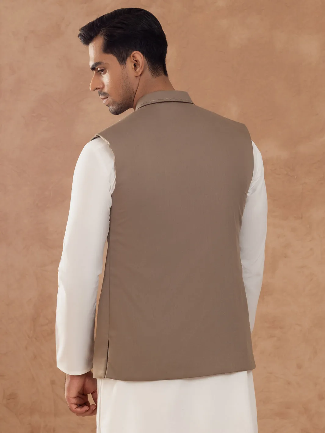 Ash Brown Taflon Rayon Waistcoat - AL-WC-538A