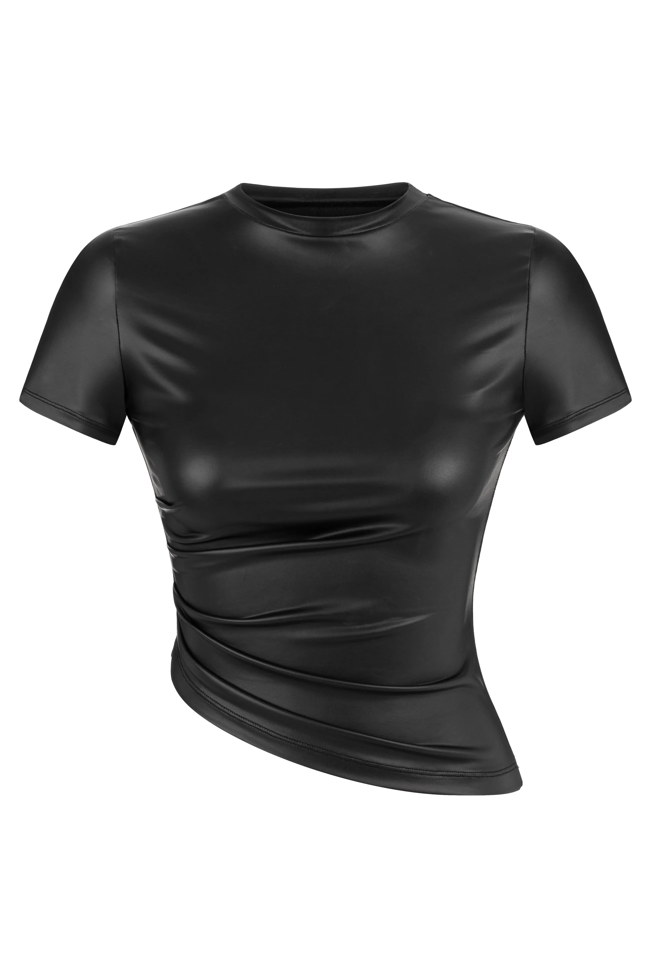 Asymmetrical Boujee BBlack Short Sleeve Top