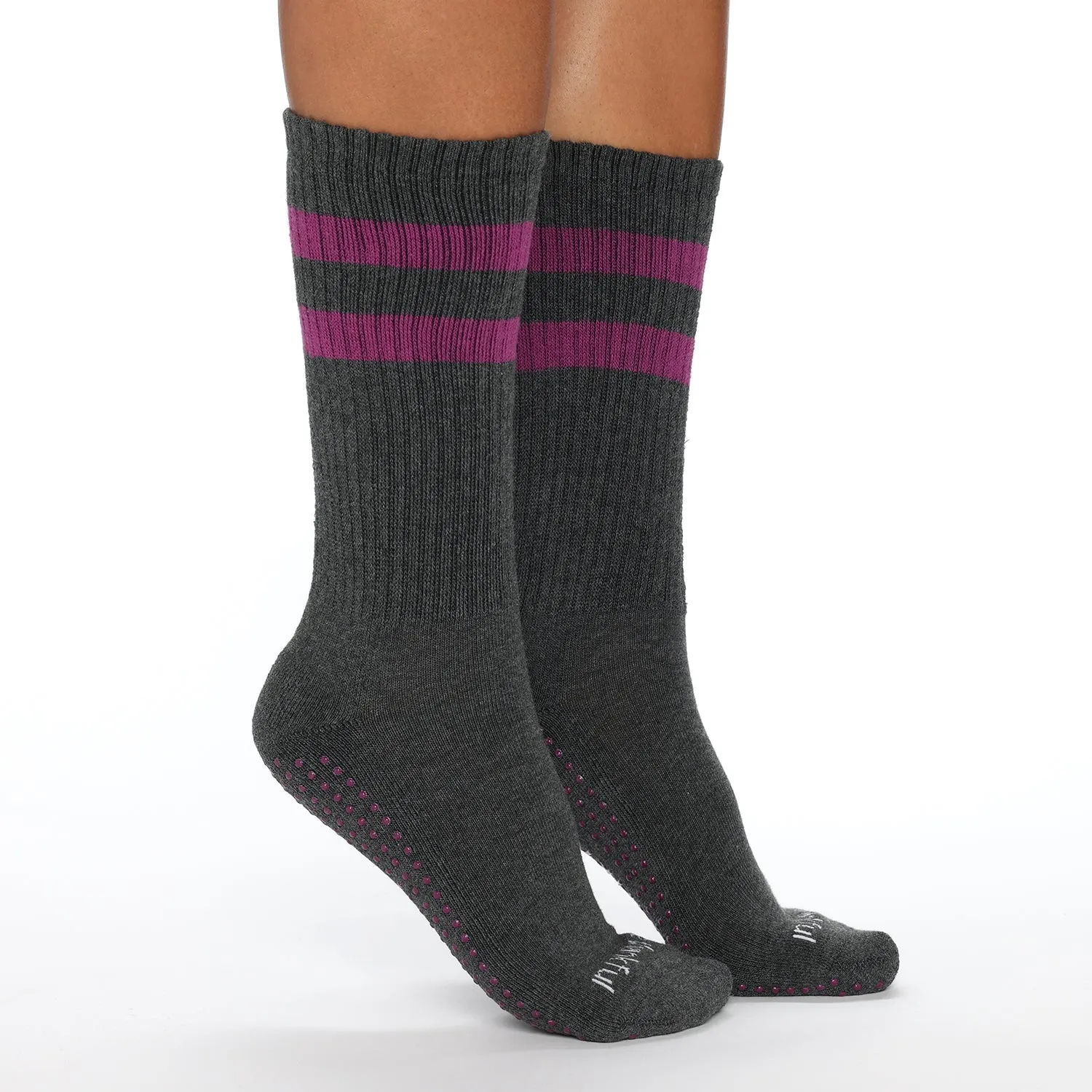 Be Thankful Crew Grip Socks - Mulberry (Barre / Pilates)