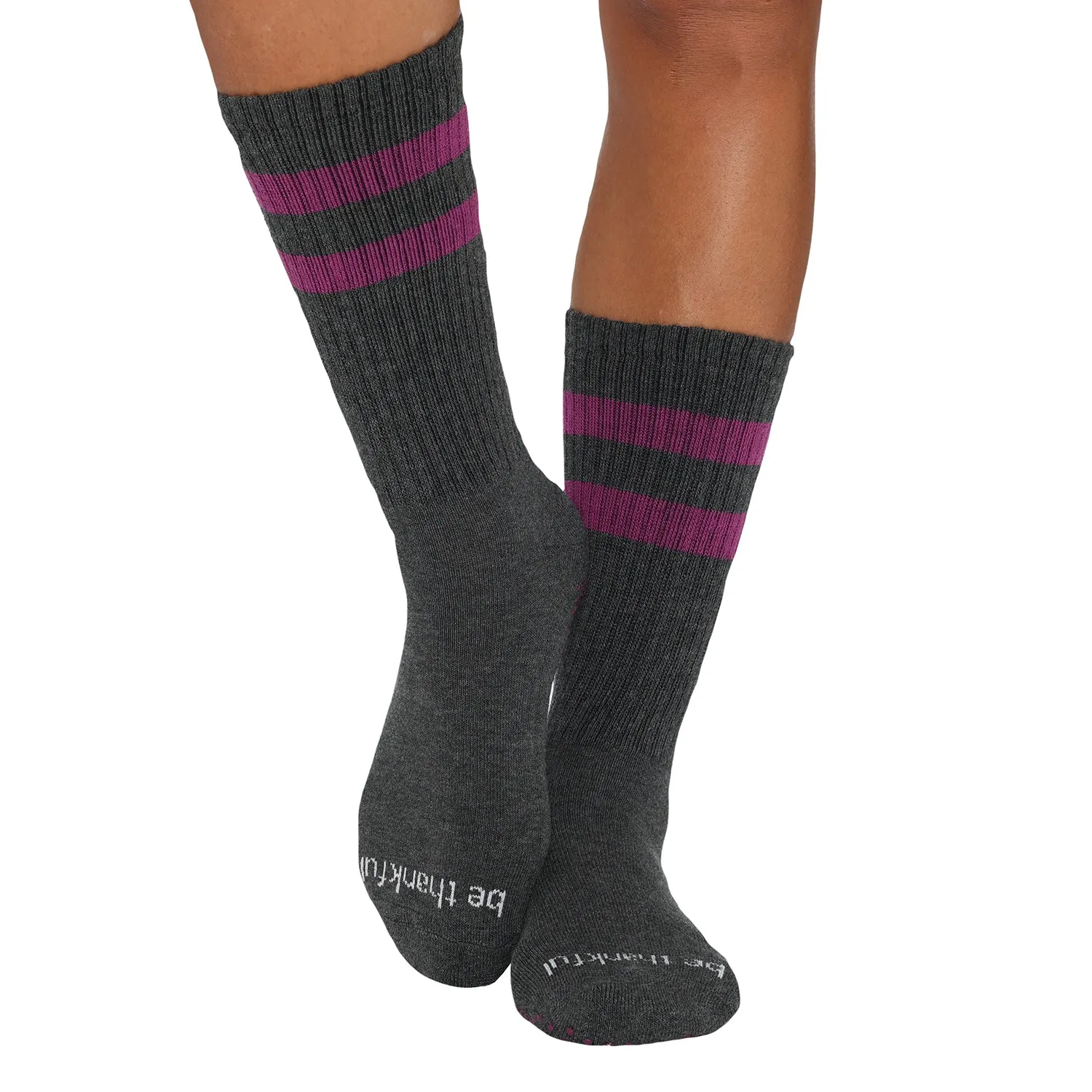 Be Thankful Crew Grip Socks - Mulberry (Barre / Pilates)