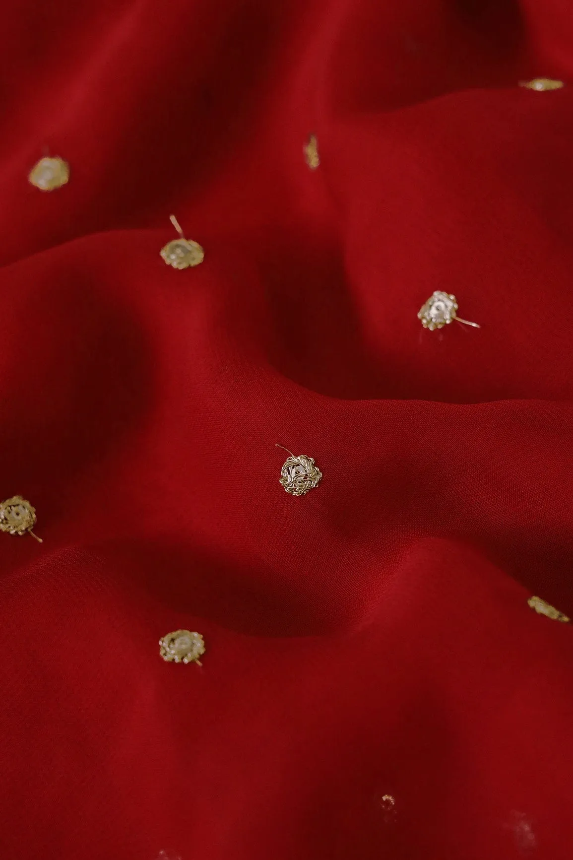 Beige and Red Unstitched Lehenga Set Fabric (3 Piece)