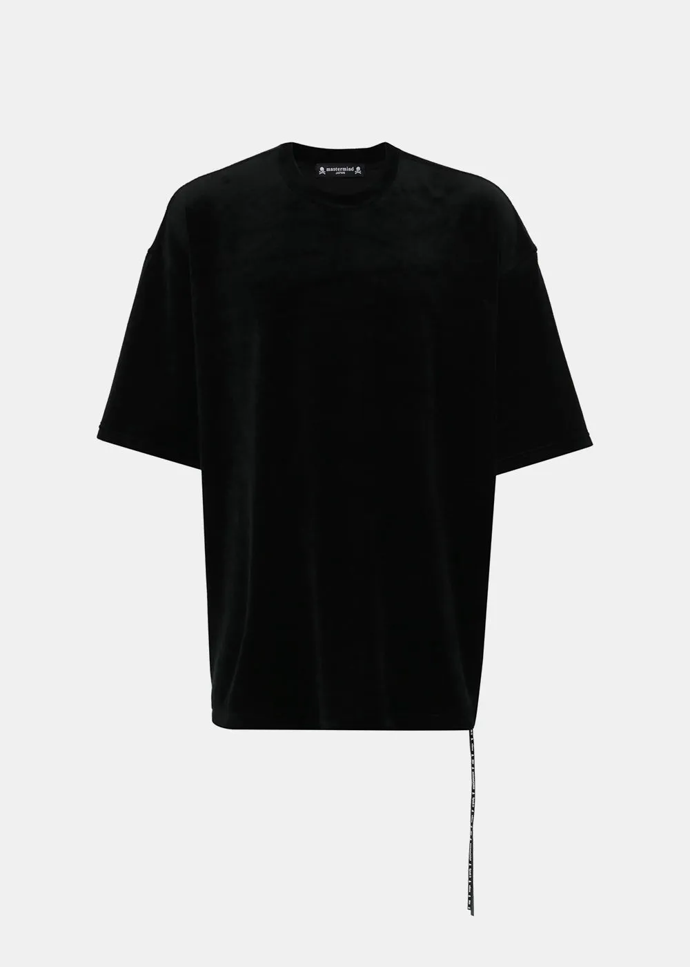 Black Bleached-Skull Velour T-Shirt
