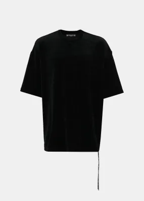 Black Bleached-Skull Velour T-Shirt
