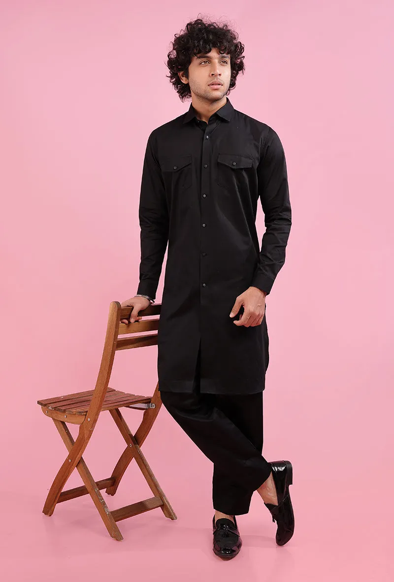 Black Pathani Kurta | Azania