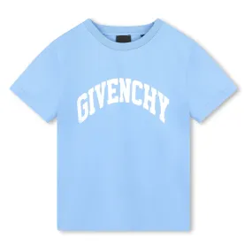 Blue Logo Stamp Cotton T-Shirt