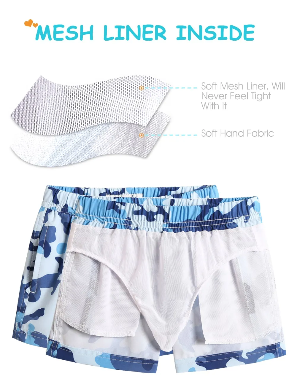 Boys Camo Stretch Swim Trunks