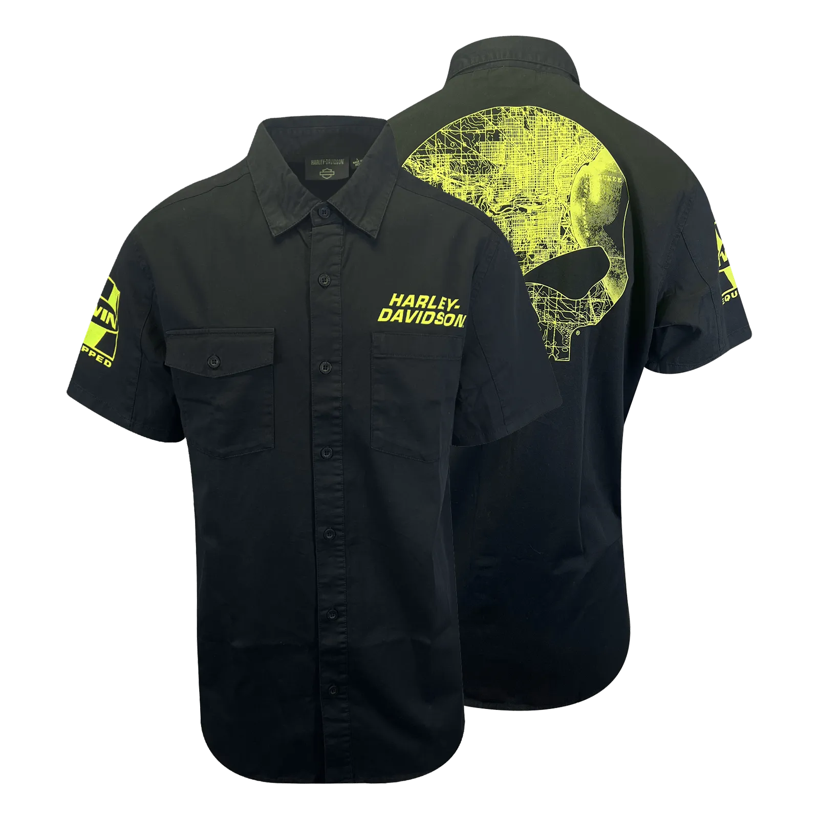 Branded  Men's Black Beauty Shirt Willie G Skull Short Sleeve (S64)