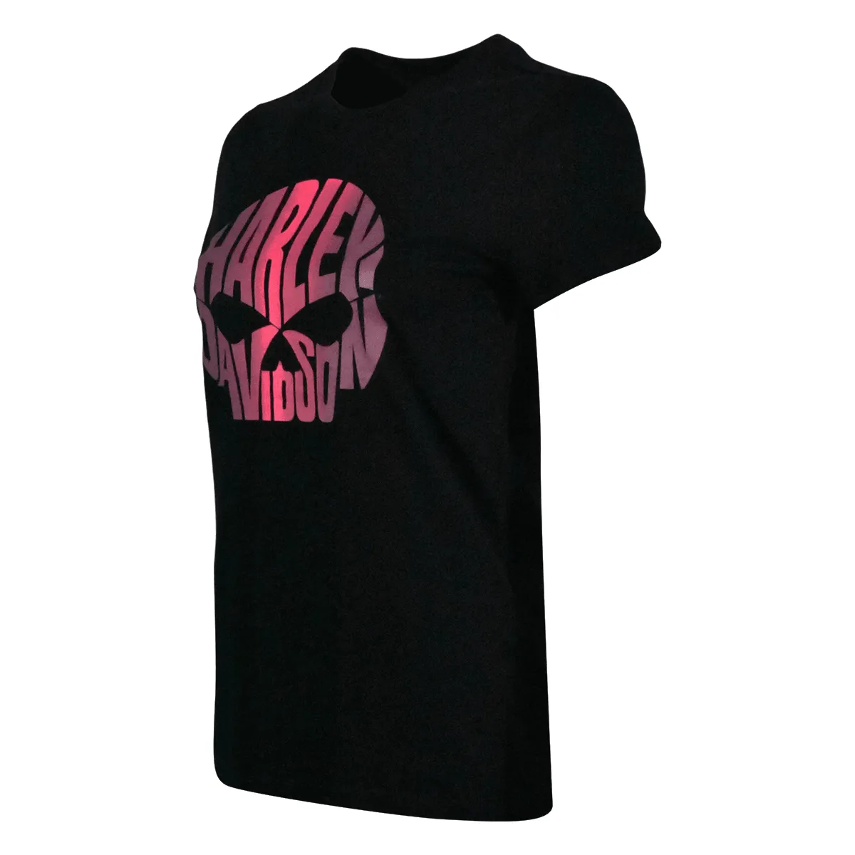 Branded  Women's T-Shirt Charcoal Pink Text Skull Short Sleeve (S02)