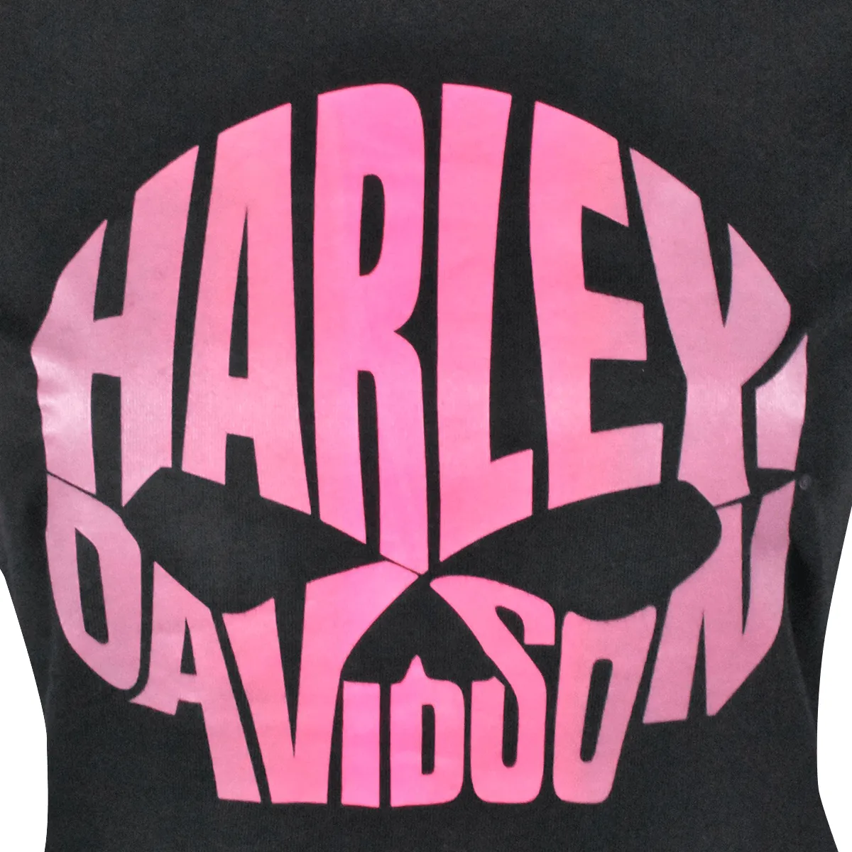 Branded  Women's T-Shirt Charcoal Pink Text Skull Short Sleeve (S02)