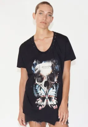 BUTTERFLY SKULL T-SHIRT BLACK