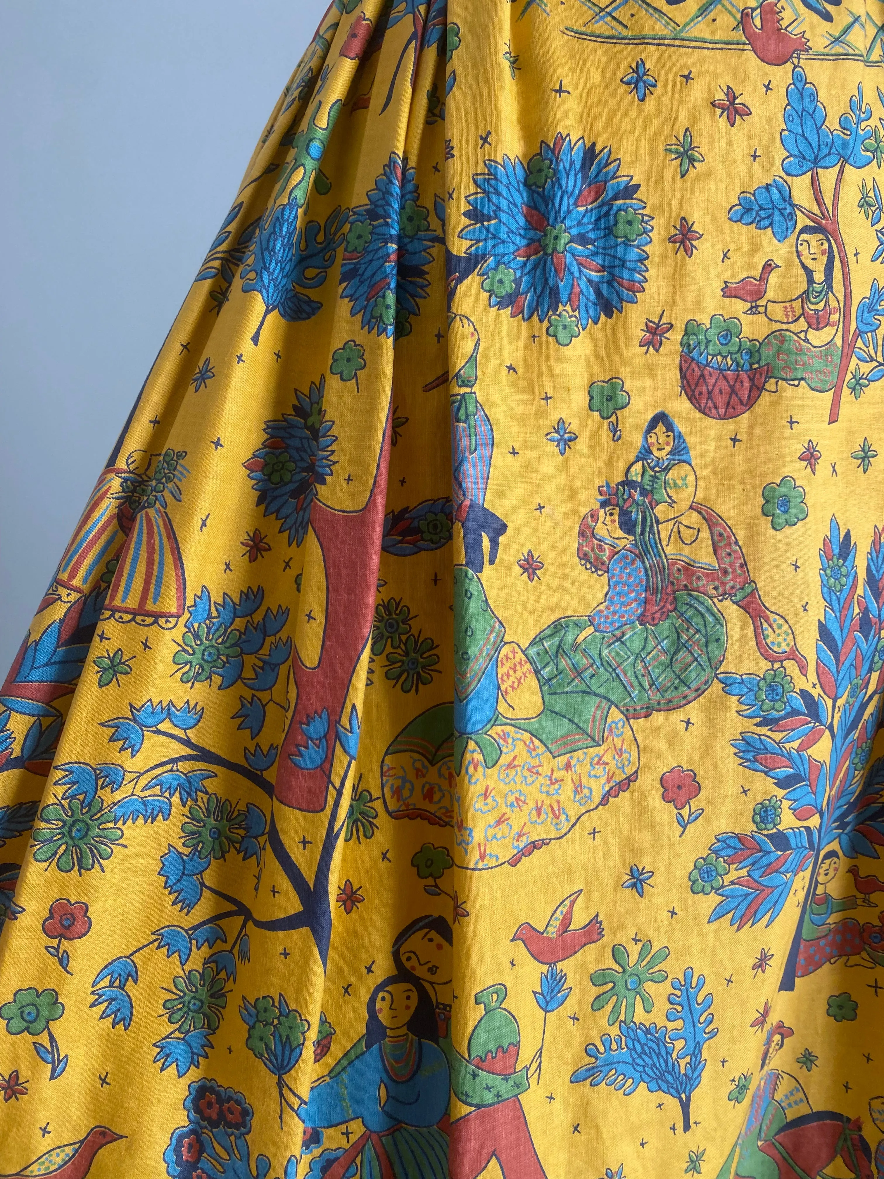Classic 1950's Carolyn Schnurer Novelty Print Cotton Dress / Medium