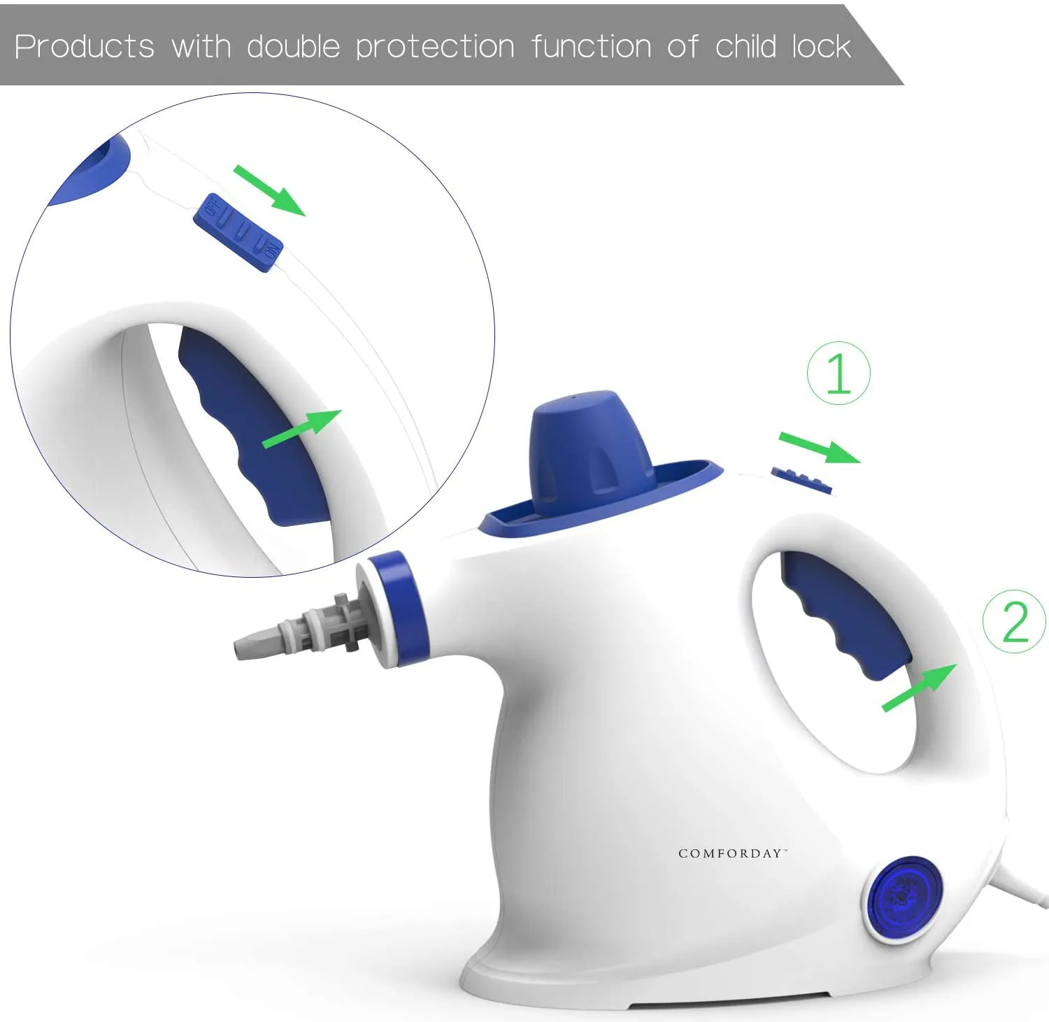 Comforday Steam Cleaner- Multi Purpose Cleaners Carpet High Pressure Chemical Free Steamer with 9-Piece Accessories, Perfect for Stain Removal, Curtains, Car Seats,Floor,Window Cleaning