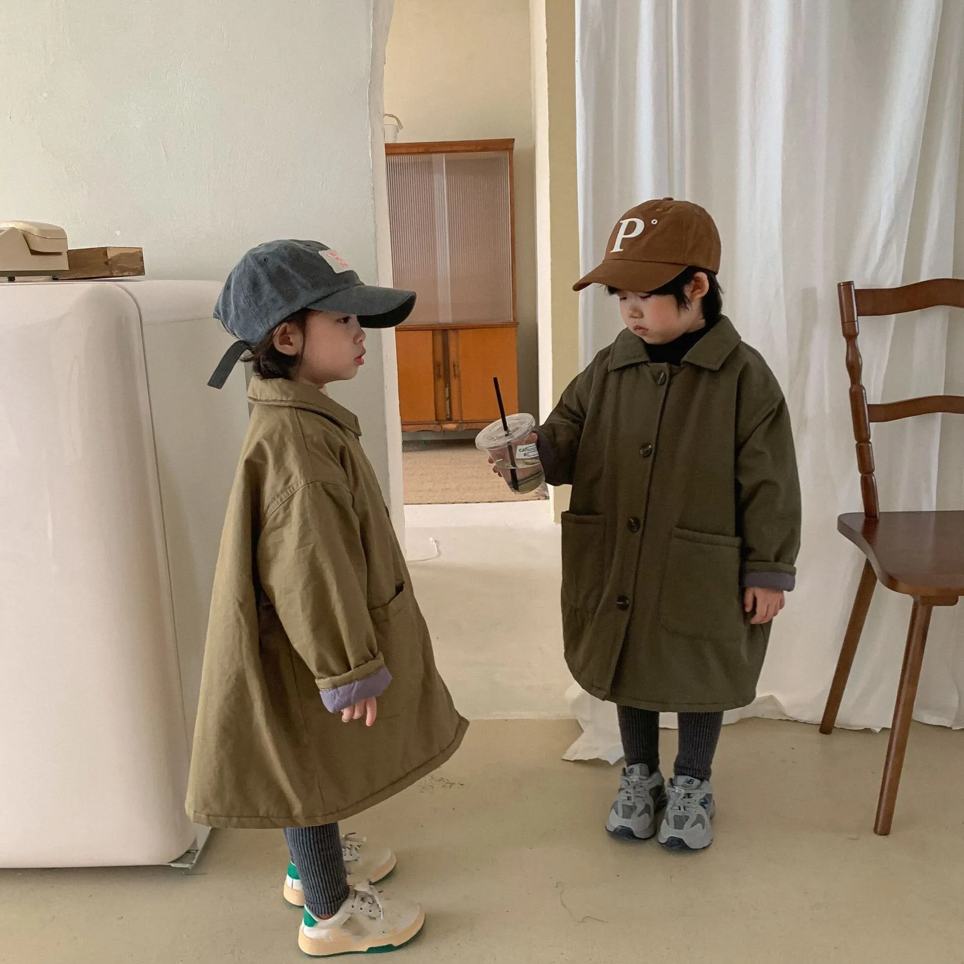 Cozy Kids' Army Green Parka