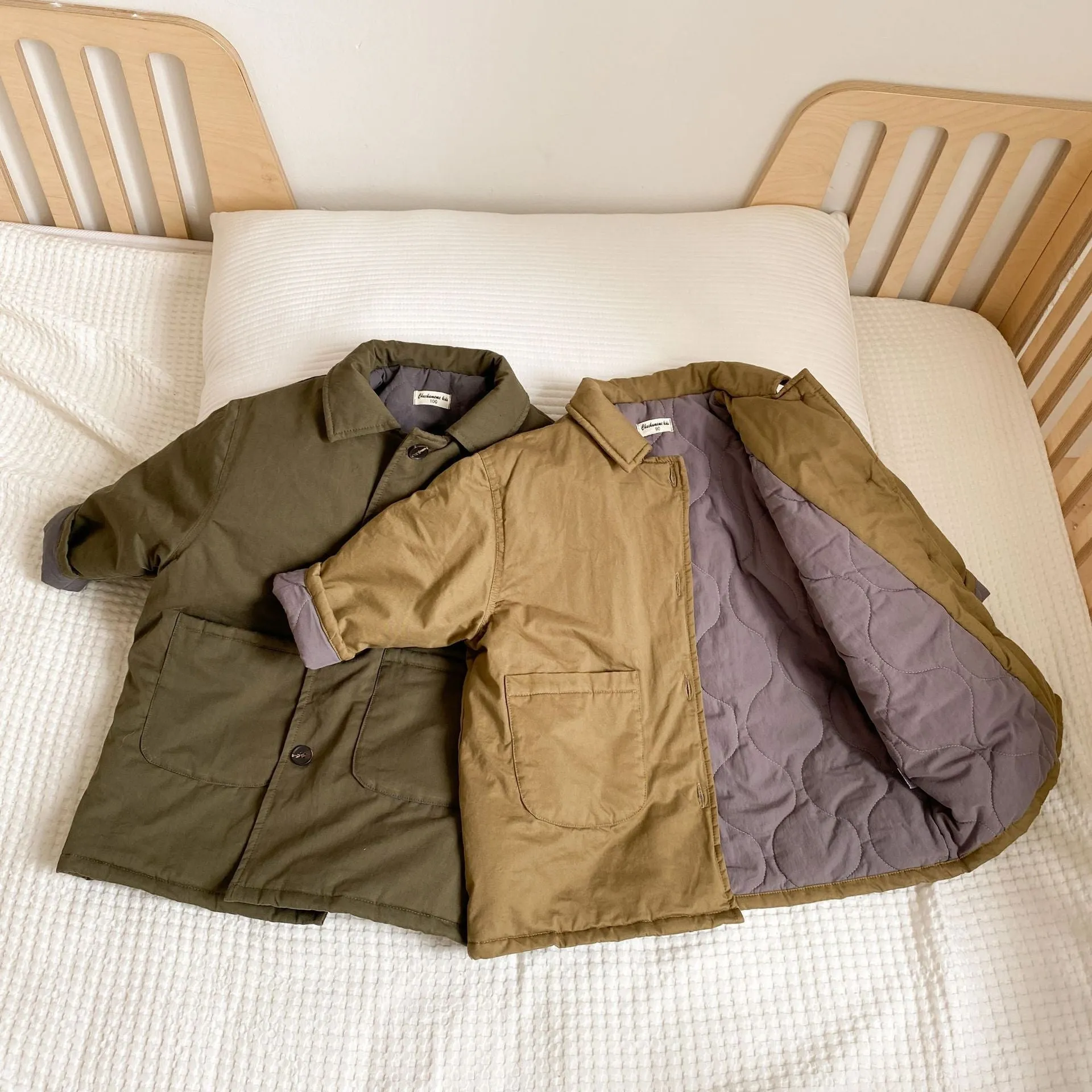 Cozy Kids' Army Green Parka