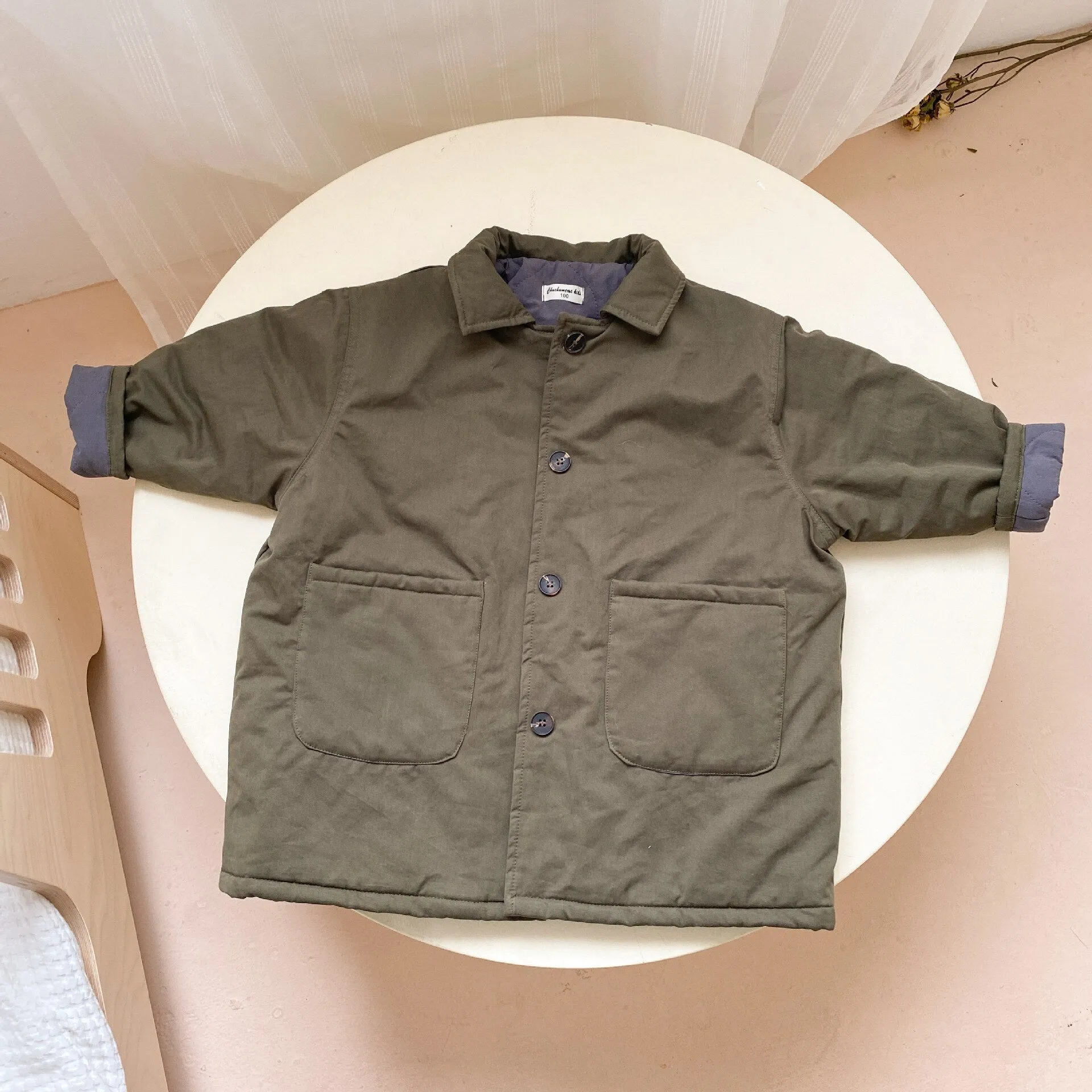 Cozy Kids' Army Green Parka