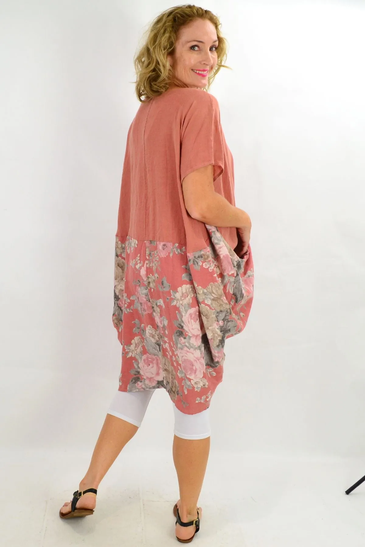 Dark Salmon Vintage Linen Tunic Dress