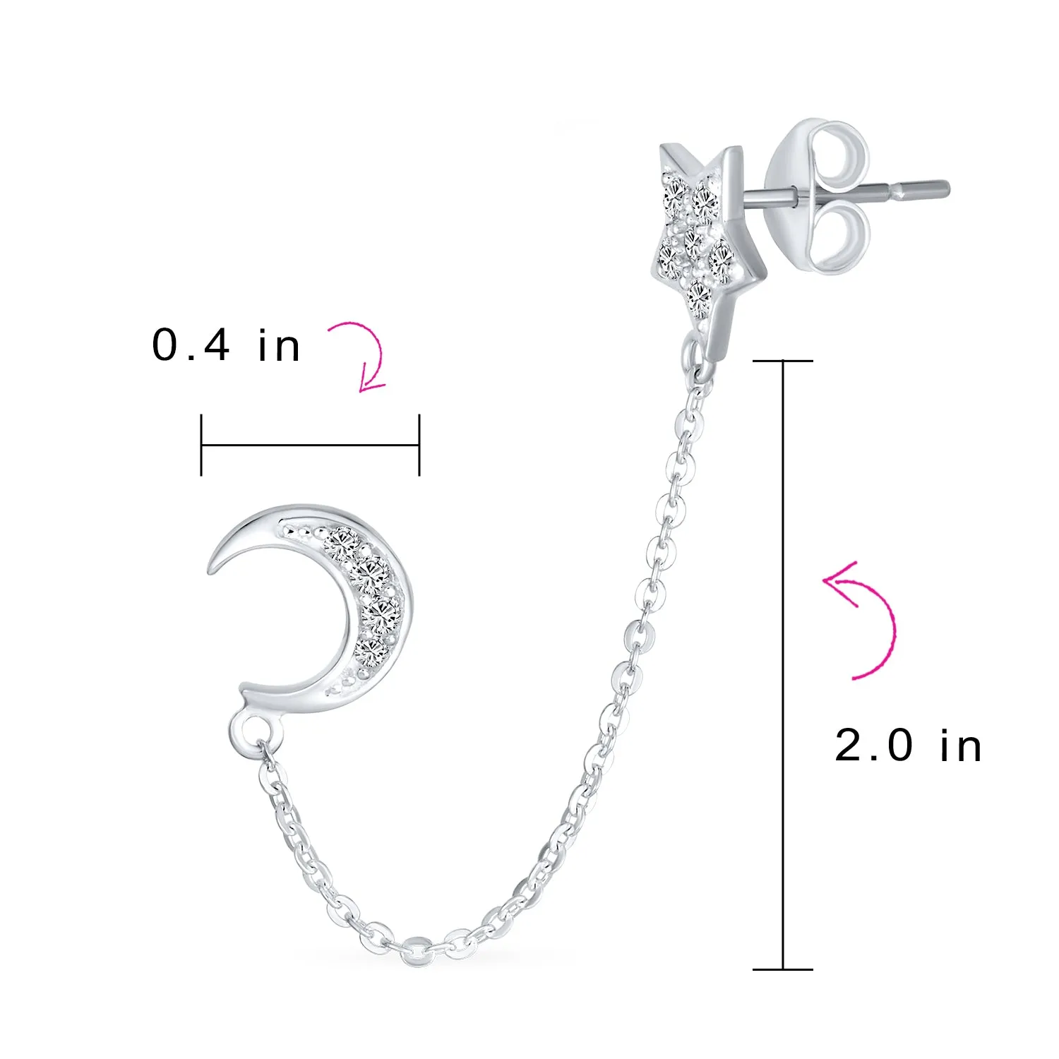 Double Peircing Evil Eye Tree Butterfly Earlobe Earrings Stud Silver