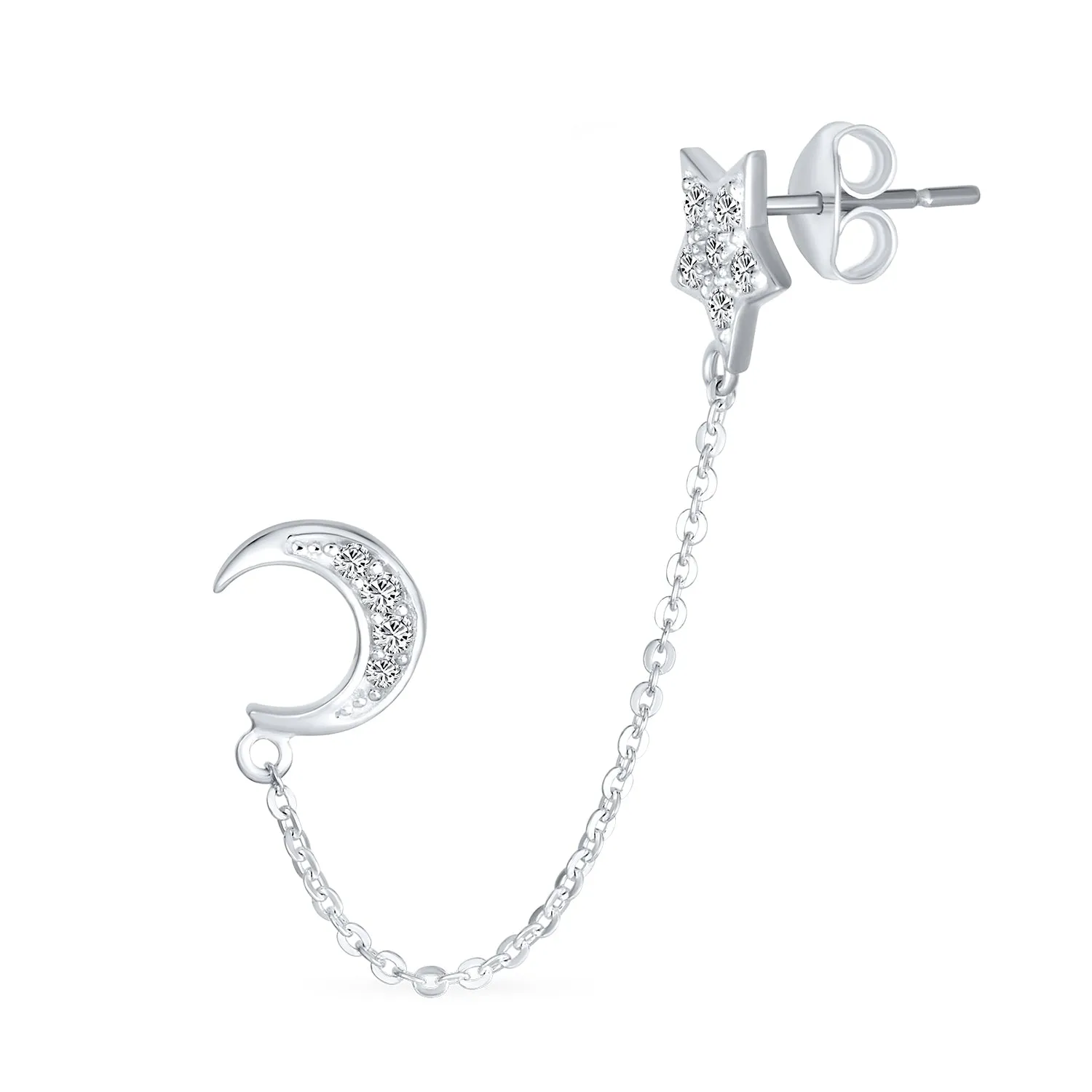 Double Peircing Evil Eye Tree Butterfly Earlobe Earrings Stud Silver