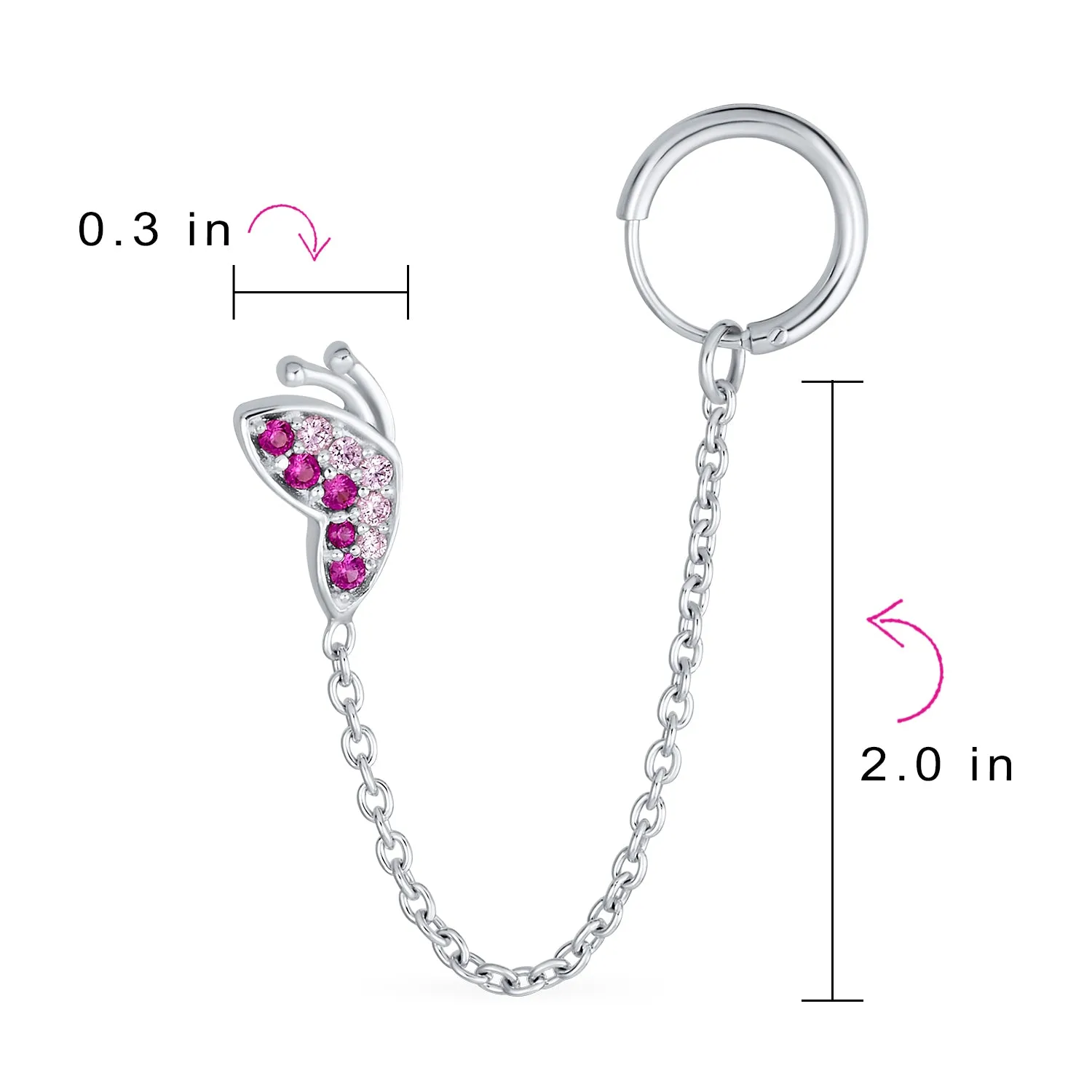 Double Peircing Evil Eye Tree Butterfly Earlobe Earrings Stud Silver
