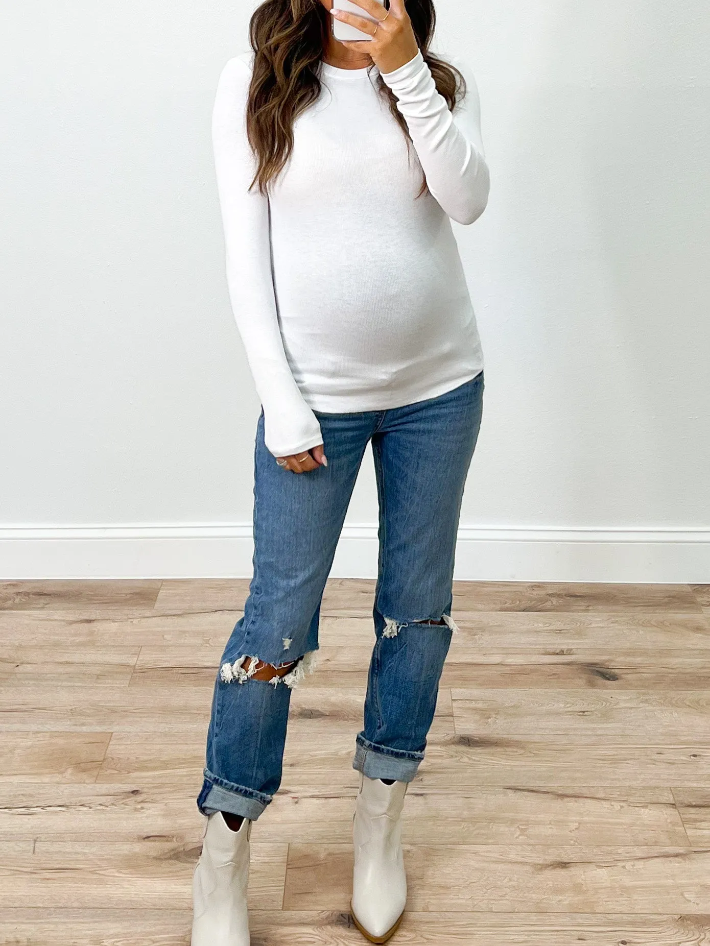 Essential Ribbed Long Sleeve | White |  Plus Available | RESTOCK