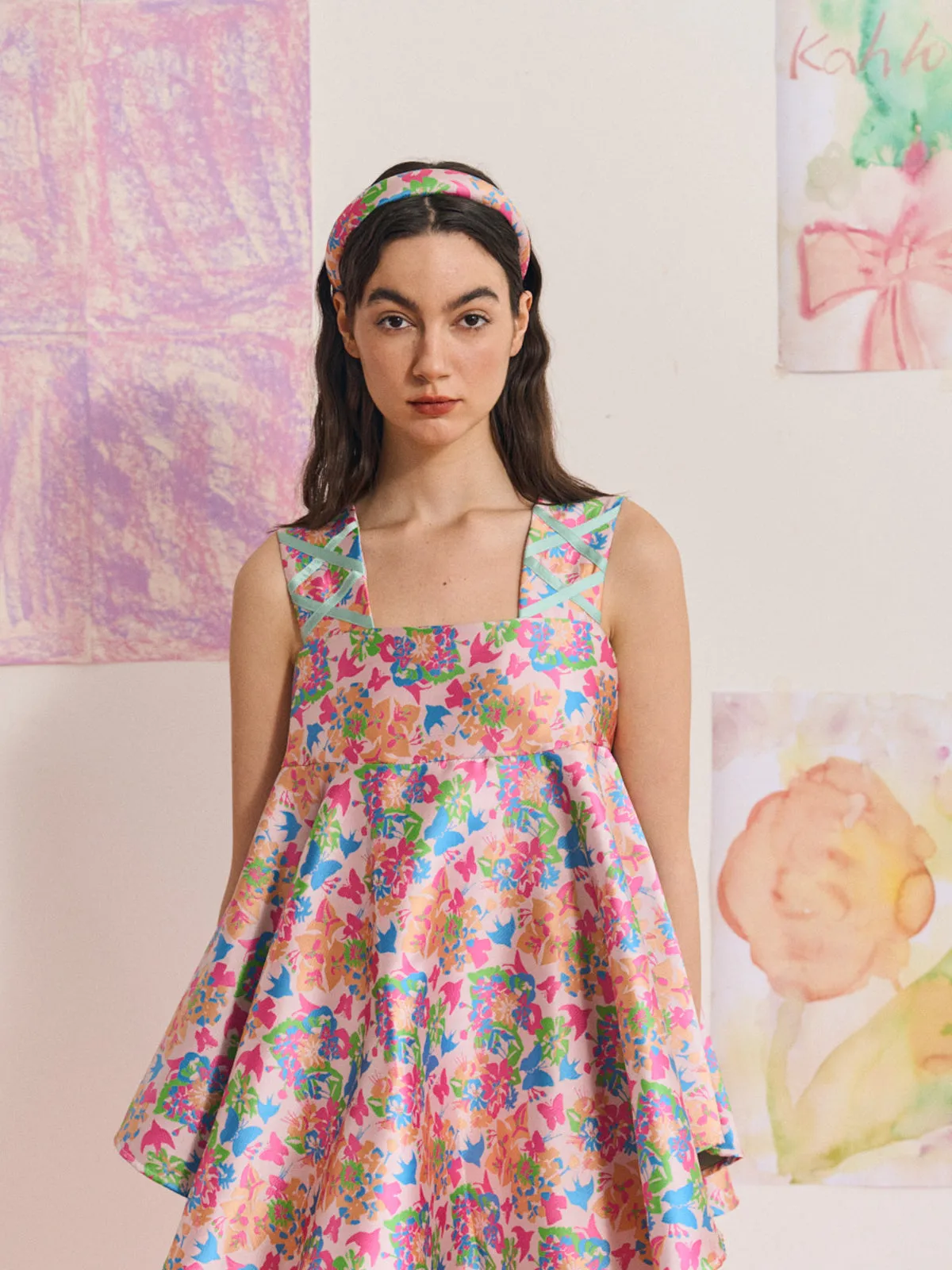 FRIDA x LOST PATTERN "Frida's Garden" Jacquard Hairband - Pastel
