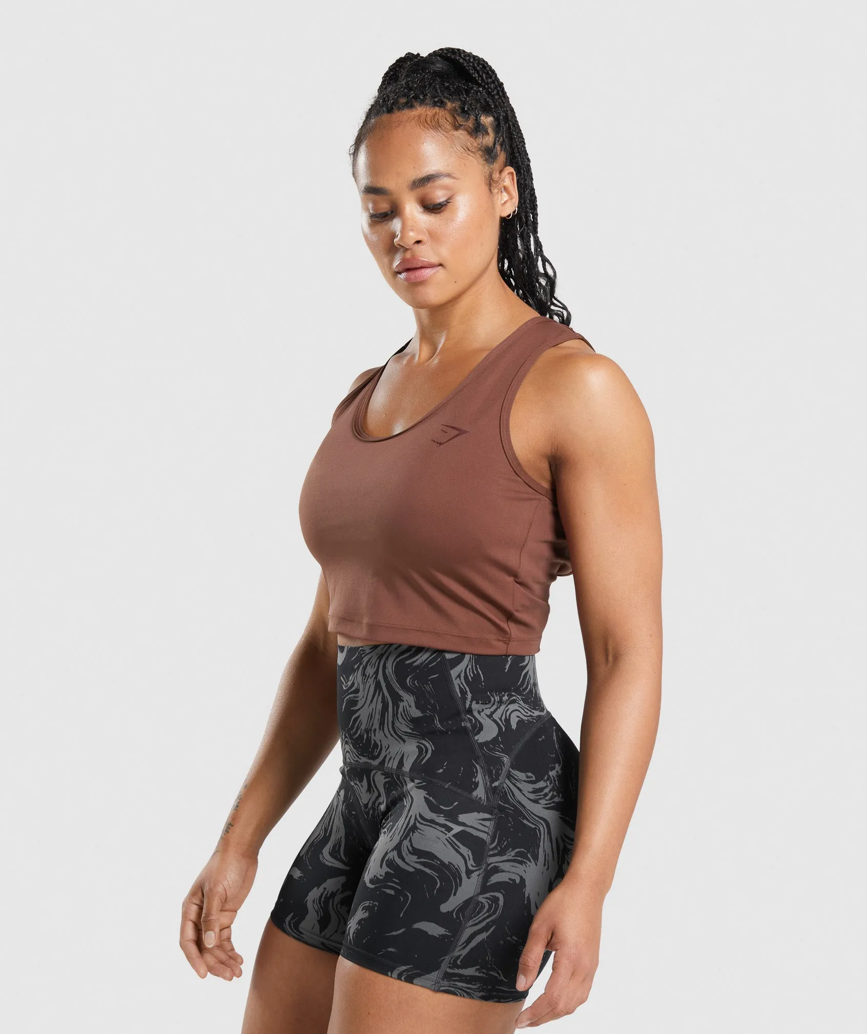 GS Power Open Back Cropped Tank - Cherry Brown