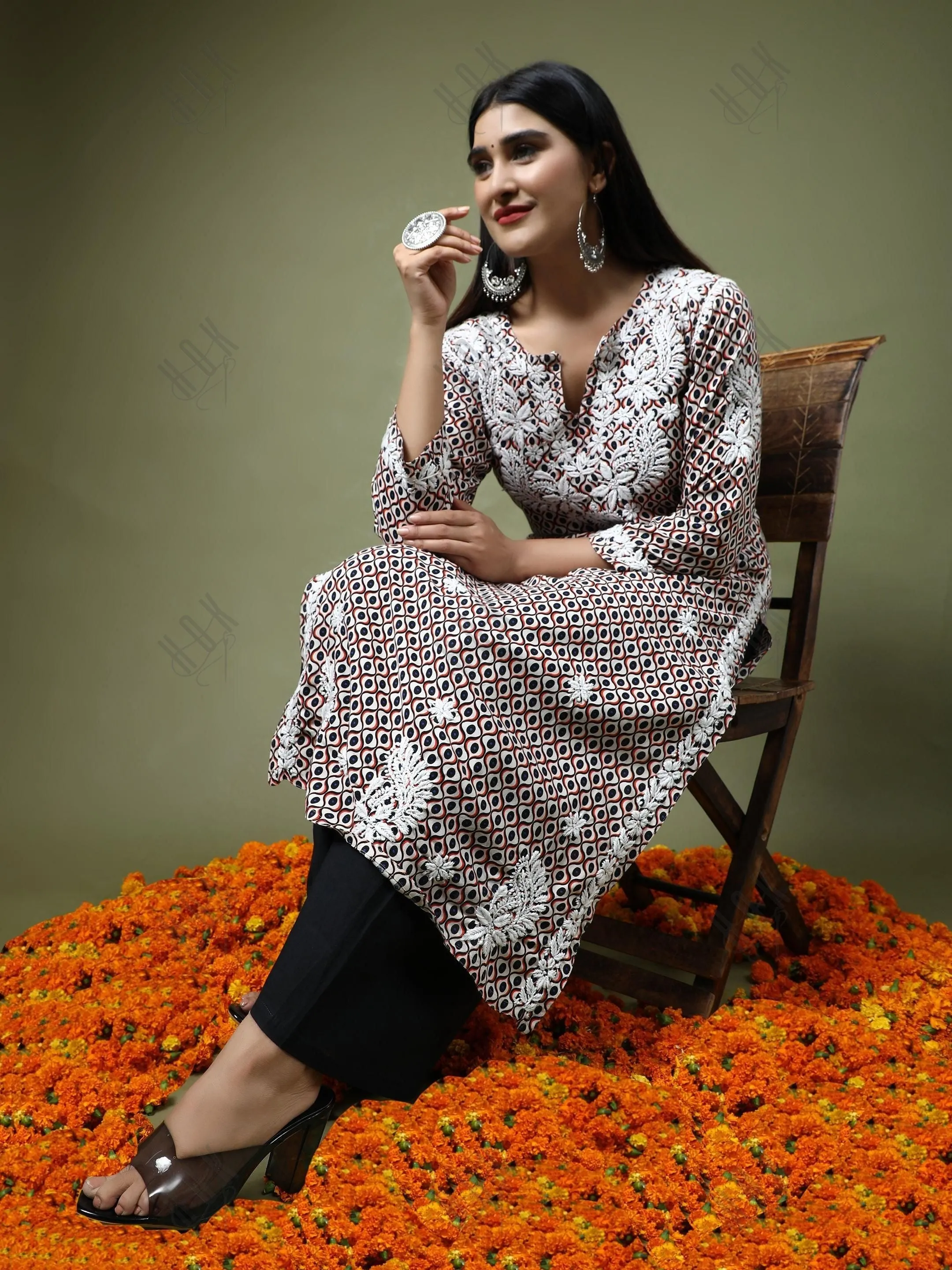 HOK Chikankari Fancy Long Kurti 3